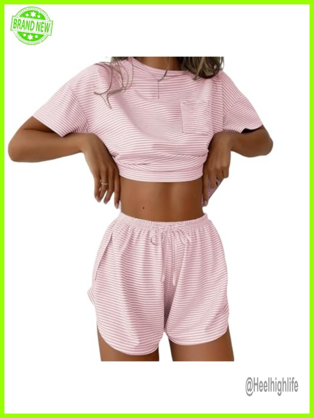 Ekouaer Women's 2-Piece Pajama Set Short Sleeve Tee & Side Split Shorts Lounge